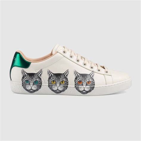 gucci cat sneaker|gucci leather sneakers white.